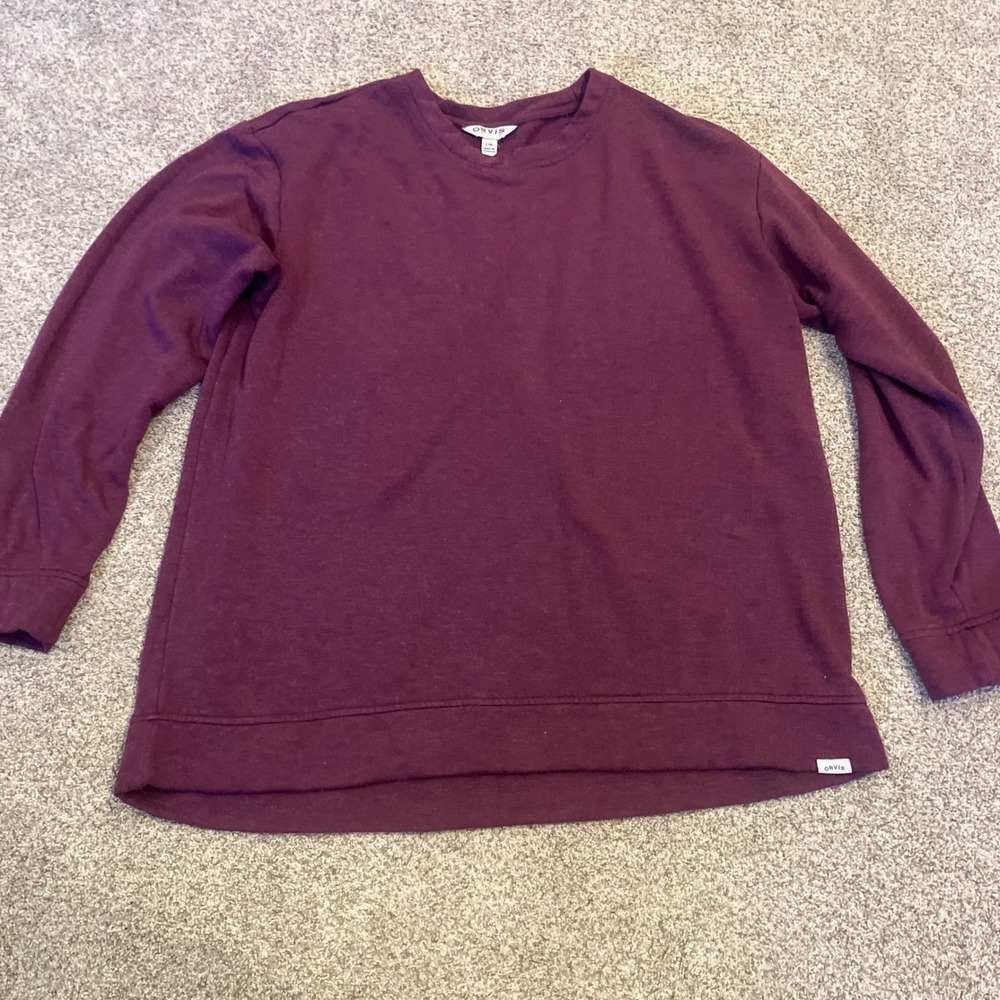 Orvis Classic Collection Women Burgundy Modal Crewneck Sweatshirt L Hygge Cozy